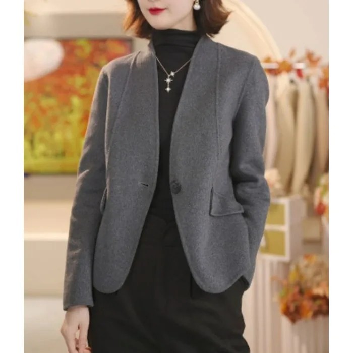 

Ele Long Sve V-Ne Early Autumn New Casual Anti-Aging Outerwear Top Faionable Ladylike Sle Ladies Faion