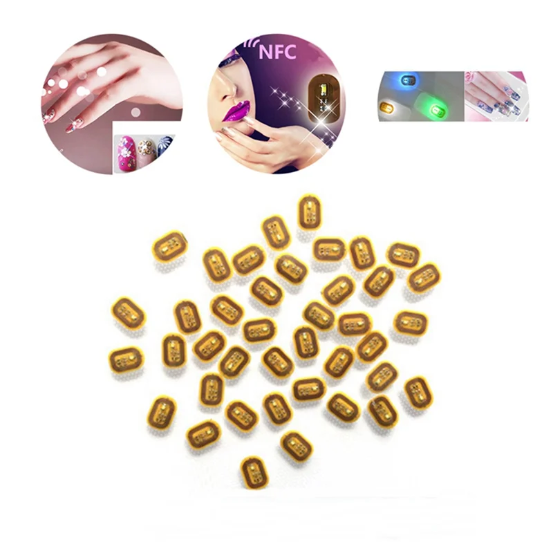 B46C 5Pcs NFC Flash Nail Sticker LED Bare Chip Intelligent Luminous Nail Lamp Nail Sticker Enhancement