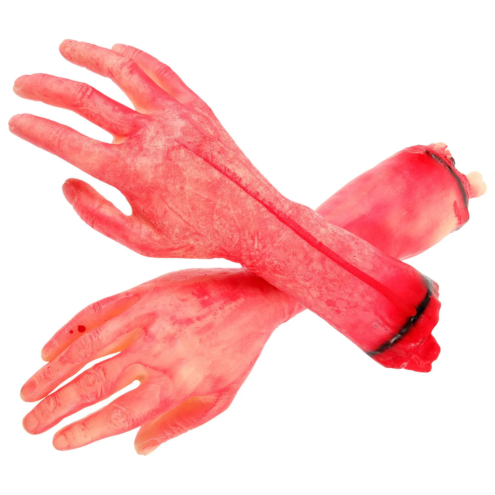 2 Peças de Decoração de Halloween: Mão Quebrada Falsa com Sangue, Adereço Assustador para Casa Assombrada e Festa