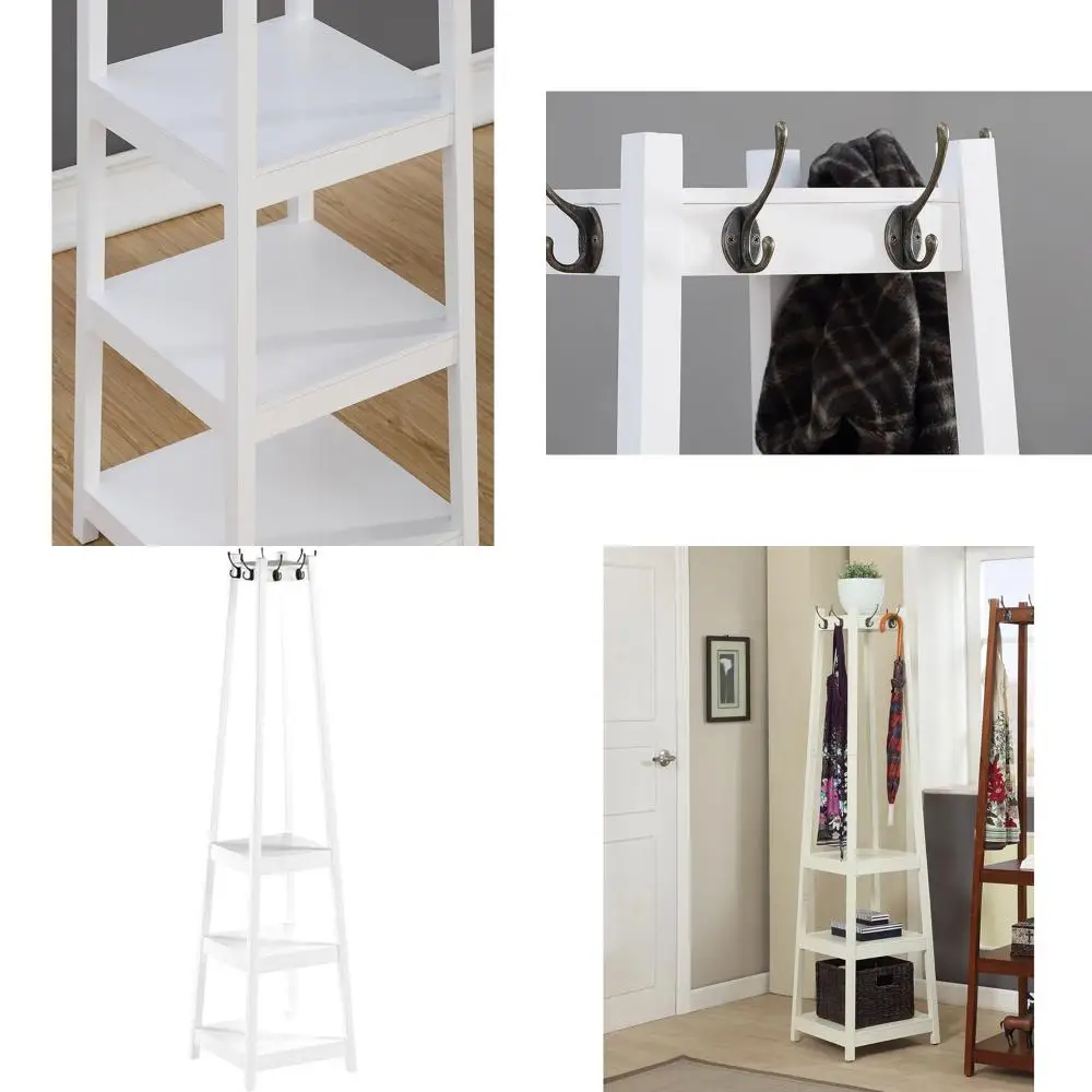 

Трехуровневая белая вешалка для одежды с полками для хранения