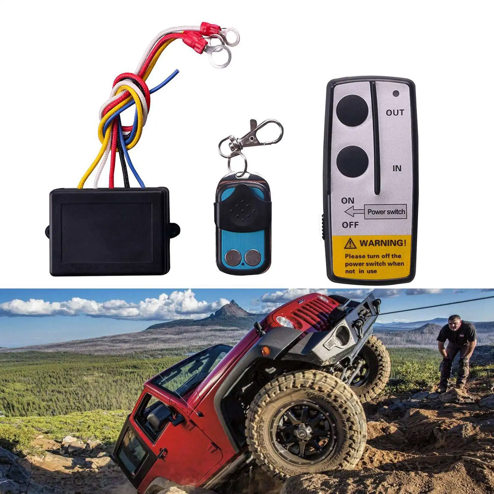 A64P-10X 12V 12Volt 50Ft Winch Wireless Remote Control Set For Truck Jeep ATV Warn Ramsey