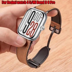Leather Silicone Strap For Xiaomi Mi Band 9 Pro 8 Pro Watch Magnetic Bracelet Band For Redmi Watch 4 5 Watchbands Accessories