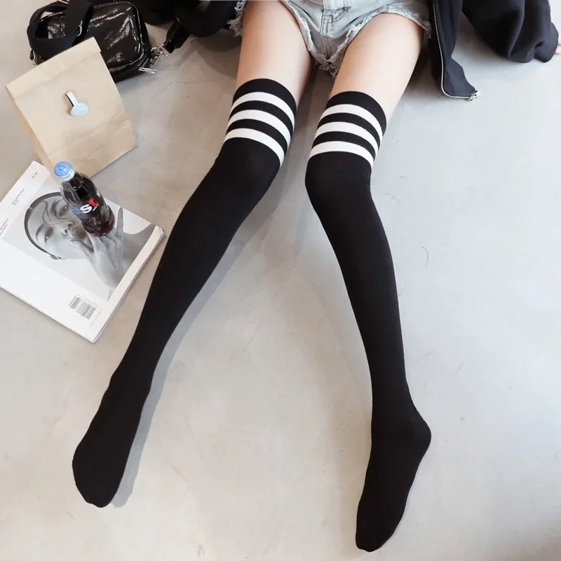 Striped Warm Stocking Sexy Over Knee Socks for Women Thigh High Stocking Girls Long Socks Autumn Winter Warm Long Cotton Stock