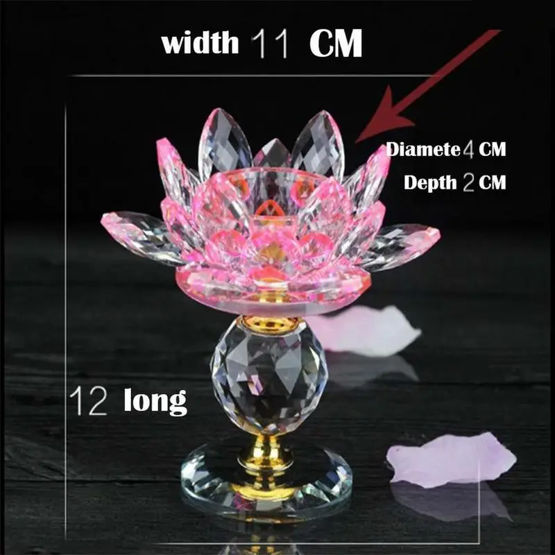1 Stück Glas-Kristall-Lotus-Teelichthalter, Kerzenständer, buddhistische Heimdekoration