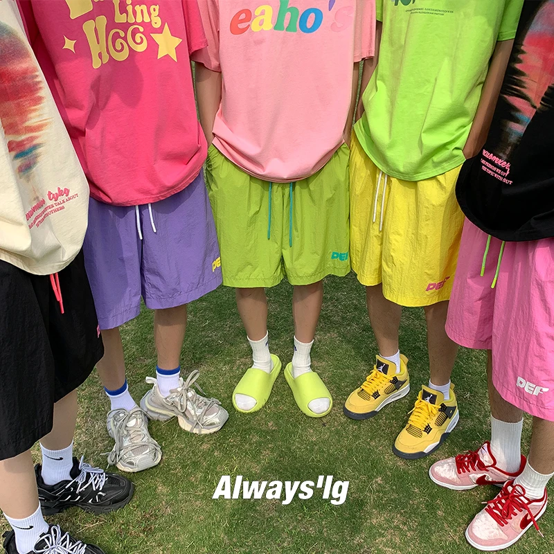 

Летние мужские модные шорты с высокой талией, быстросохнущие пляжные брюки, молодежные повседневные брюки Vitali Sle, прямого кроя