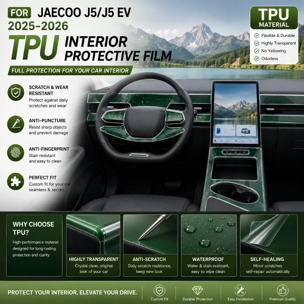 Automotive Interior Center Console Protection Sticker LCD Display TPU Soft Protective Film For JAECOO J5/J5 EV 2025-2026
