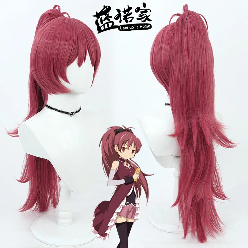 

Аниме Puella Magi Madoka Magica Sakura Kyouko, парик для косплея, Хэллоуин, карнавал, реквизит для вечеринки, синтетические волосы, жарка + шапочка для парика