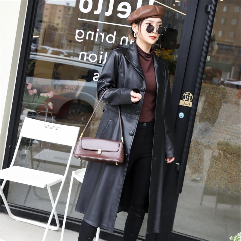 

2023 Real Leather Jacket Woman Long Trench Coat Sheepskin Jacket Women's Genuine Leather Jackets Women Coats Jaqueta Feminina