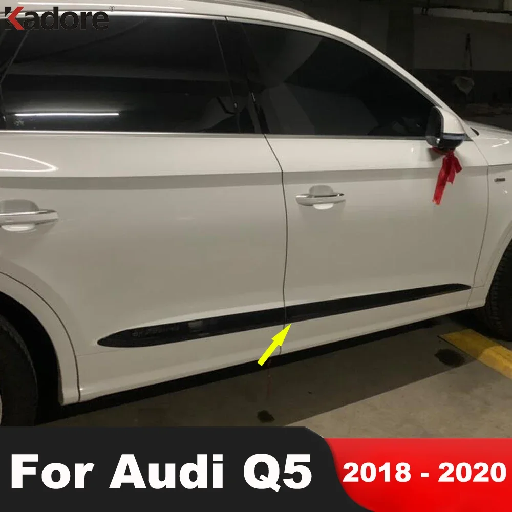 

For Audi Q5 2018 2019 2020 Carbon Fiber Car Accessories Side Door Body Trim Door Line Panel Streamer Molding Garnish Strip