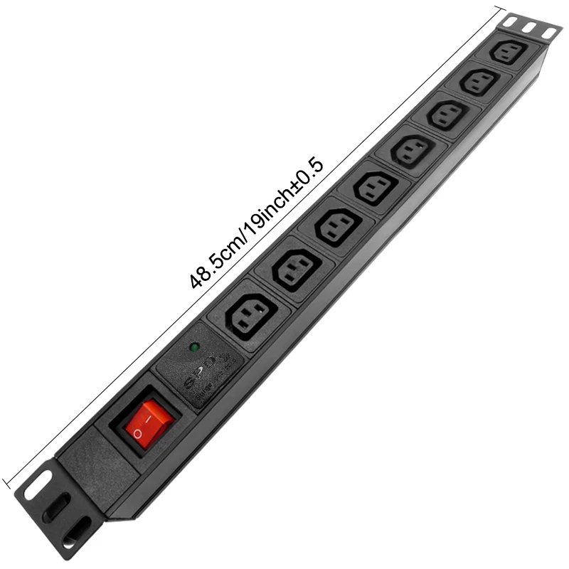 19 Inch PDU Power Strip 8 Ways IEC C13 Socket Surge/Overload Protection 16A 3500W Power Distribution Unit Aluminum Alloy Shell