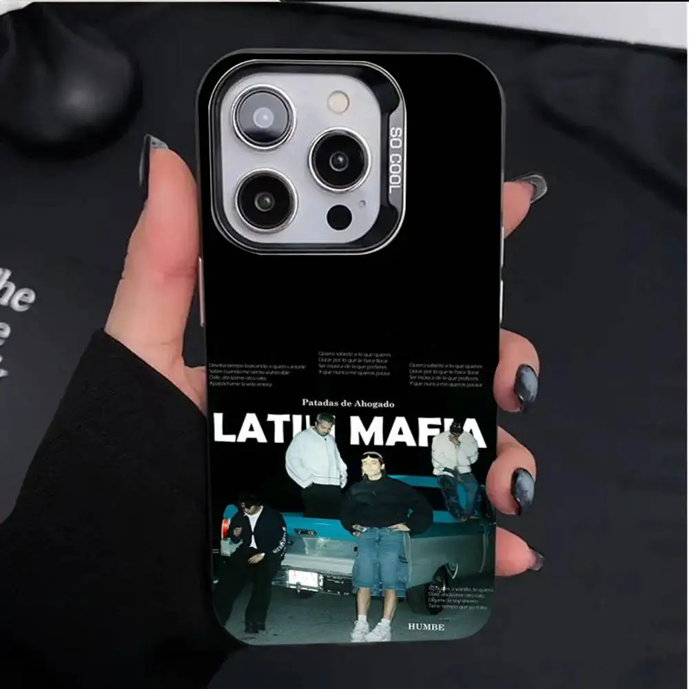 حافظة هاتف مجموعة موسيقى المافيا اللاتينية IMD لون فضي شل لهاتف آيفون 16 15 14 13 12 11 Pro Max Plus