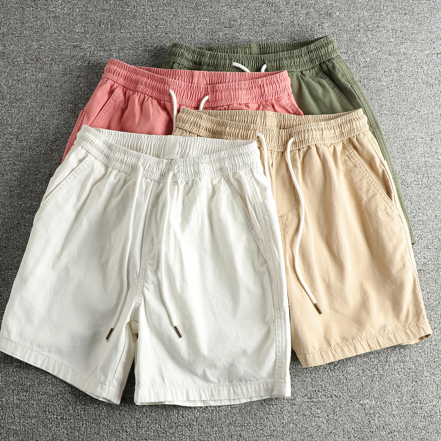 New Washed Soft Pure Cotton Casual Shorts Men Summer Thin Loose Straight Beach Pants Three-quarter Length Workwear Lightweight