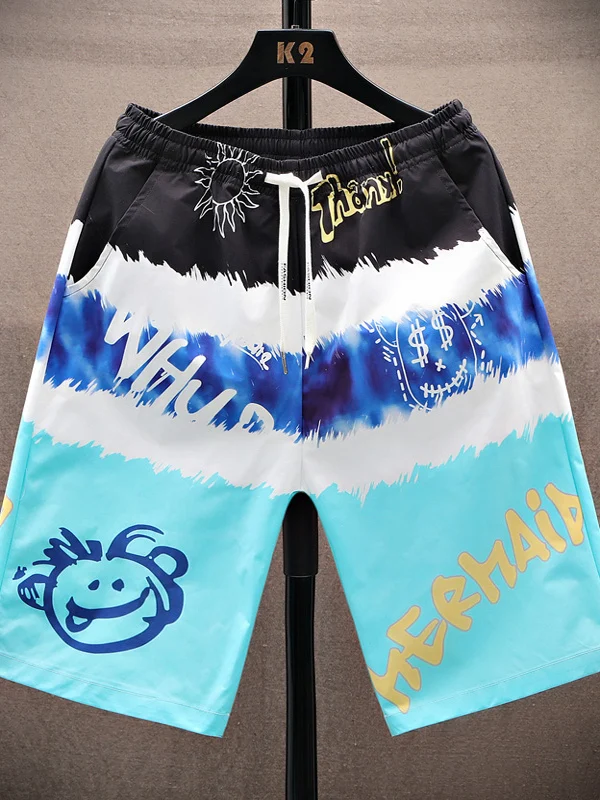 

Men's Summer Casual Thin Breathable Beach orts Straight Leg Loose Fit Elastic Waist Youthful Energy Sle Polyester Fiber