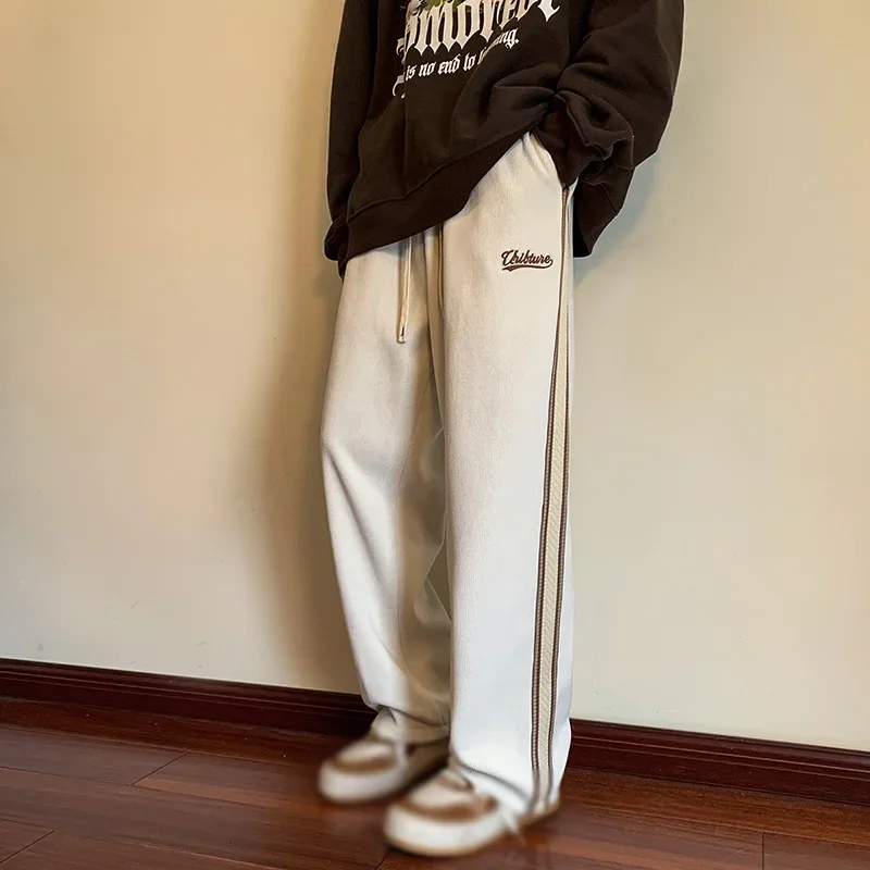 2024 Spring Men\'s Pants Loose Casual Comfortable College Style Retro Couple Sweatpants Fashion Male Streetwear