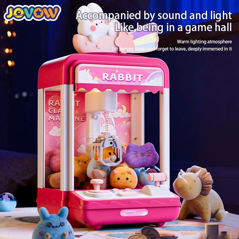 Automatic Doll Machine Toy for Kids Mini Cartoon Coin Operated Play Game Claw Crane Machines with Light Music Children Toy Gifts