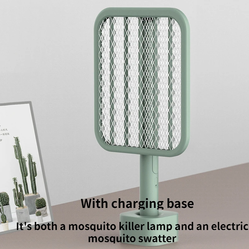 Green Scalable Foldable Mosquito Swatter Lithium Battery for Bedroom Household Wall Mounted USB Charging Base Mosquito Swatters