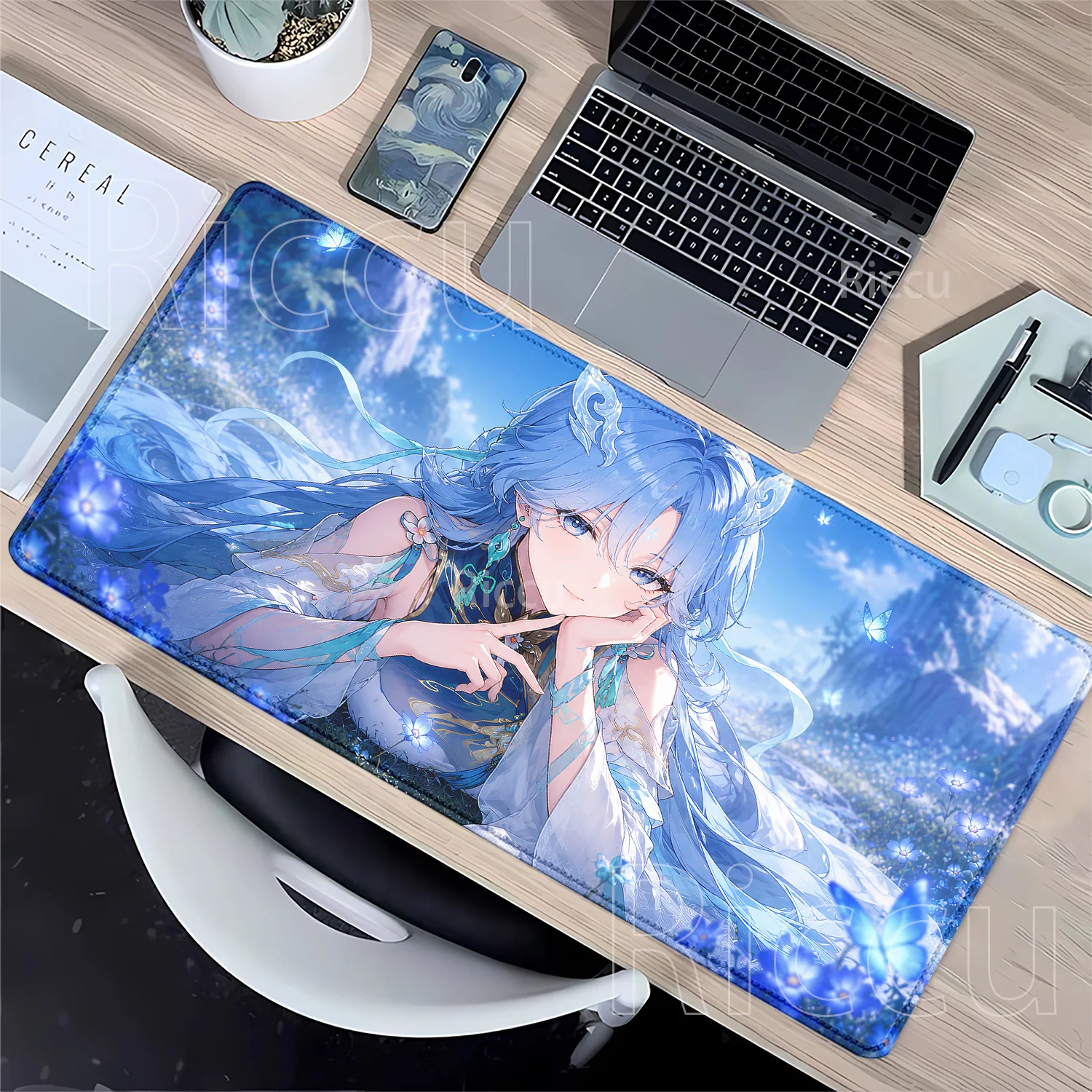 HD Printing Qingxiao Gaming Wuthering Waves Anime Girl Mousepad Keyboard Non-slip Rubber Desk Mat Office Accessories XXL Carpet