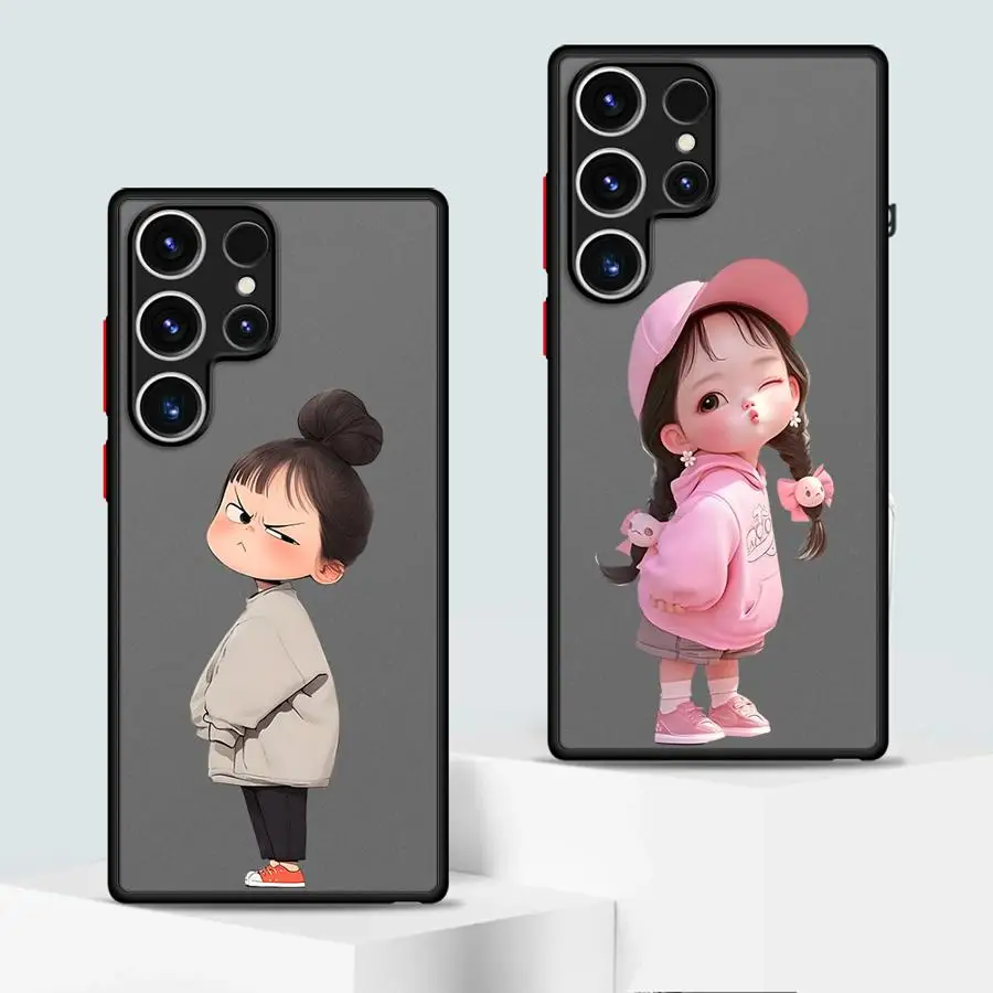 Cartoon Cute Girl Case for Samsung Galaxy S26 S22 S20 FE S25 Ultra Note 20 Ultra 10+ S21 S23 FE S24 Plus Funda Back Phone Cover