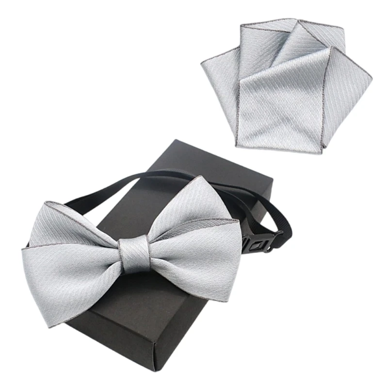 Multipurpose Bowtie and Pocket Square Handkerchief Set for Kids Neckwear Accessories Set for Party Wedding Formal Dress