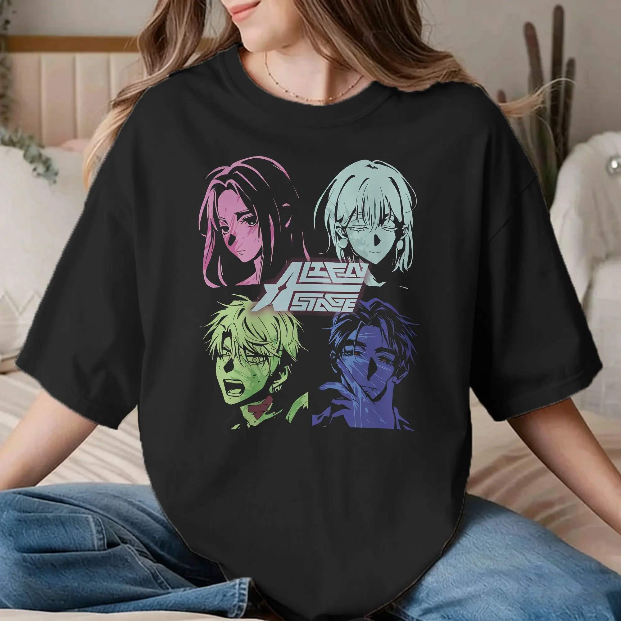 Camiseta Alien Stage Sua Mizi Ivan Till Anime para Homens e Mulheres, Camisetas Engraçadas de Algodão Puro, Camisetas de Gola Redonda, Tops de Manga C