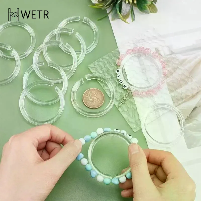 10pcs 57mm Transparent Round Bracelet Holder Stand Organizer Display Shelves Findings Jewelry Accessories Making Supplies
