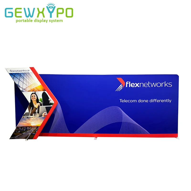 Trade Show Events 20‘W X 7.5’H Portable Straight Pillow Case Banner Fabric Backdrop Display With Advertising Arrow Shape Wall