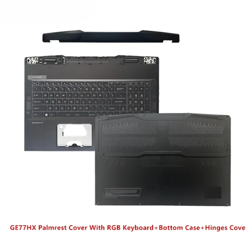 New For MSI GE77HX Palmrest Cover With RGB Keyboard Bottom Case Hinges Cover