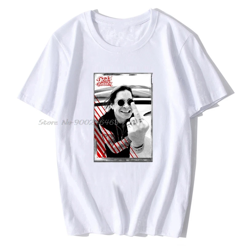 جديد تي شيرتات عجيبة للرجال Ozzy Osbourne فنجر رجالي WhiteTop تي شيرت قمصان صيفية صديقها هدية الرجال تي شيرت عادية #2