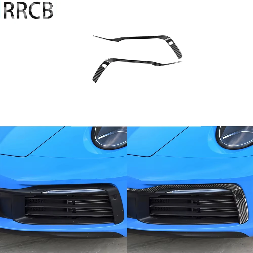 

For Porsche 911 992 2019-2024 Carbon Fiber Front Bumper Exterior Car Interior Decoration Accessories Cover Tuning Stickers Trim