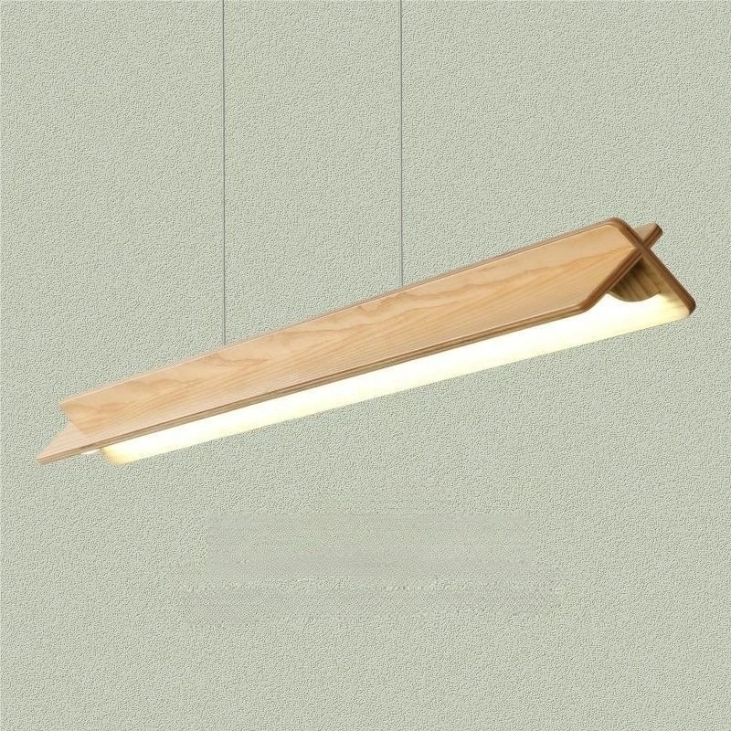 Nordic Wood Style Strip Pendant Light Ceiling Dining Room Decor Led Lights Kitchen Island Chandeliers Restaurant Hanging Lamps