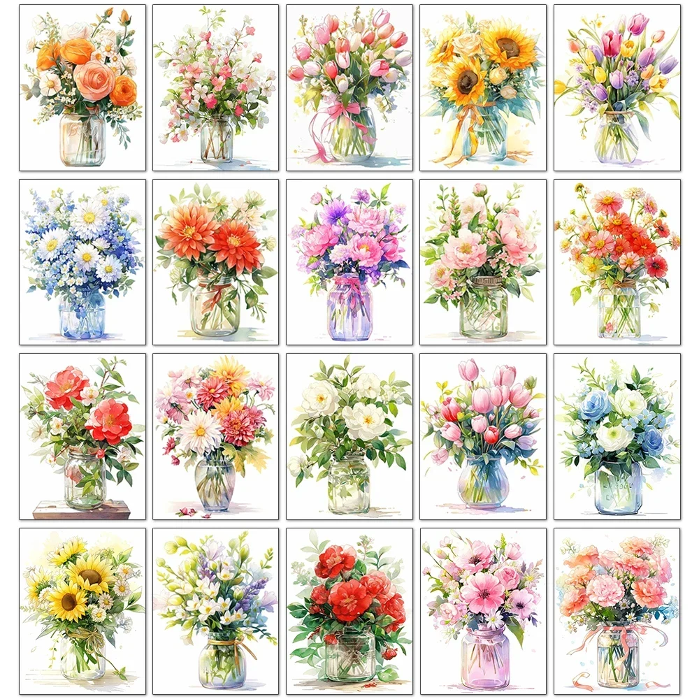 Full Flower Series Diamond Painting Tulip Daisy Diamond Mosaic Embroidery Art Watercolor Picture Handmade Home Decoration Diy