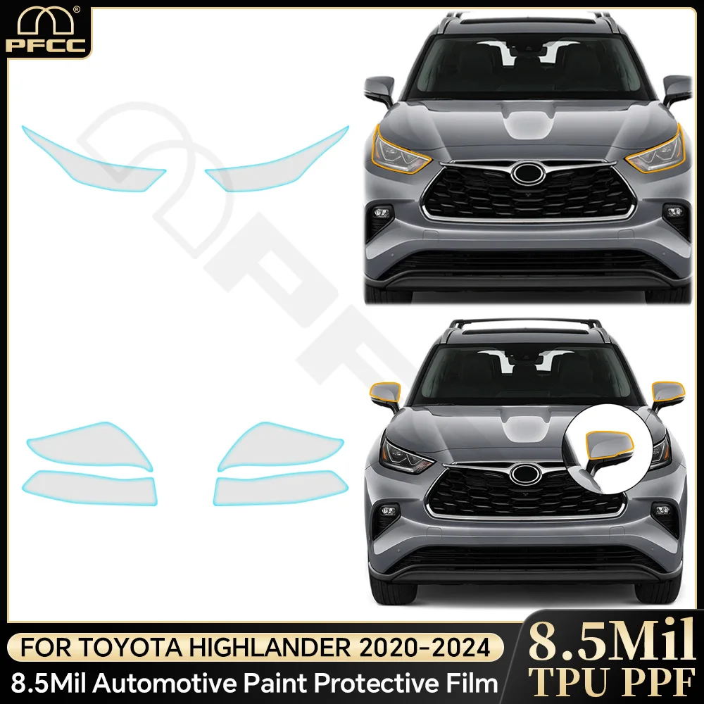 

PPF Car Headlight RearView B Pillars Film Paint Protection Anti-scratch Accessories For Toyota Highlander 2020-2024 PPF TPU