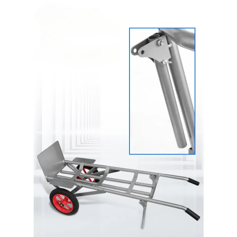 Thickened curved trolley for pulling and transporting goods