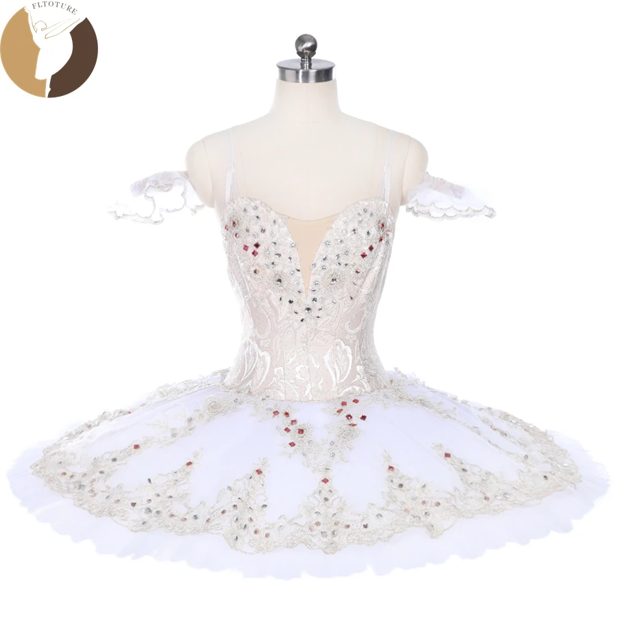 

FLTOTURE Import Cream Fabric Ballet Performance Sleeping Beauty Pancake Platter Skirt Ballerina Raymonda Competition Tutu Dress