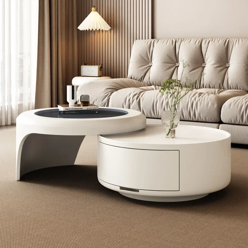 Storage White Coffee Tables Luxury Decor Simplicity Unique Coffee Tables Glam Round Table Basses De Salon Home Furniture