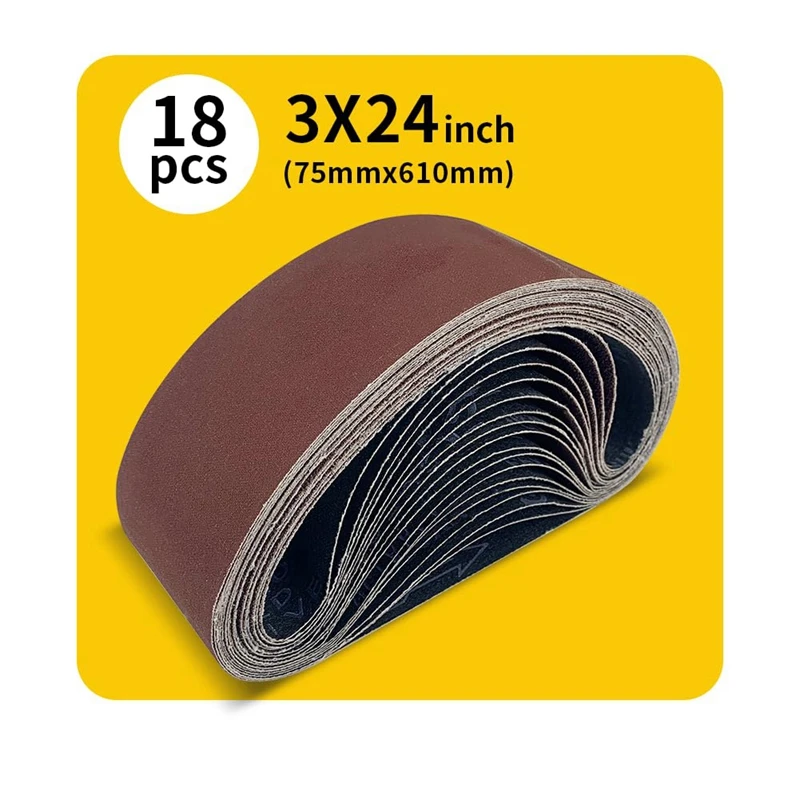 18-Piece Multipurpose 3 X 24 Inch Belt Sander Sanding Belt Set - Aluminum Oxide Material For Powerful Performance