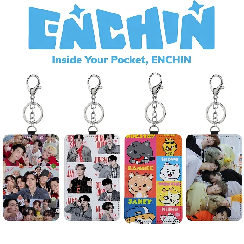 

ENHYPEN Women Cute Credit Card Holder Keychains JUNGWON SUNGHOON Enchin Cartoon Anime Fans Gifts Keyring Birthday Party Gifts
