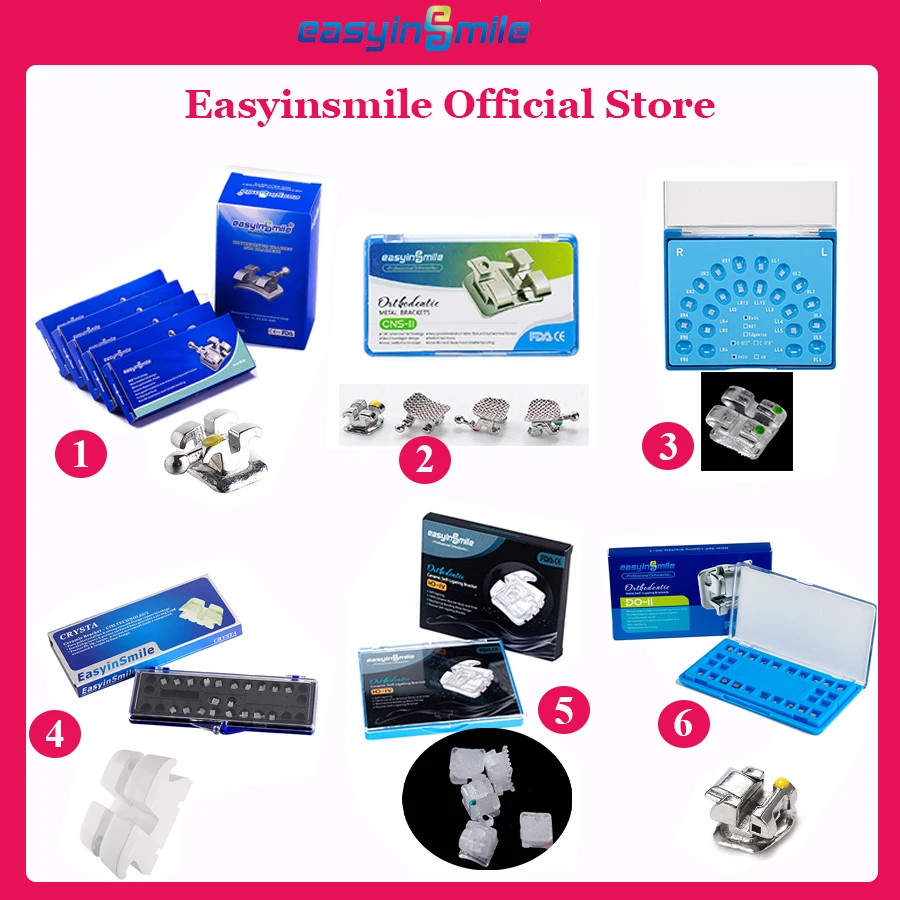 

EASYINSMILE High Quality Dental Material for Orhto Bracket Mini Braces Roth/MBT 345 022 Self Ligating Metal/Ceramic Braces