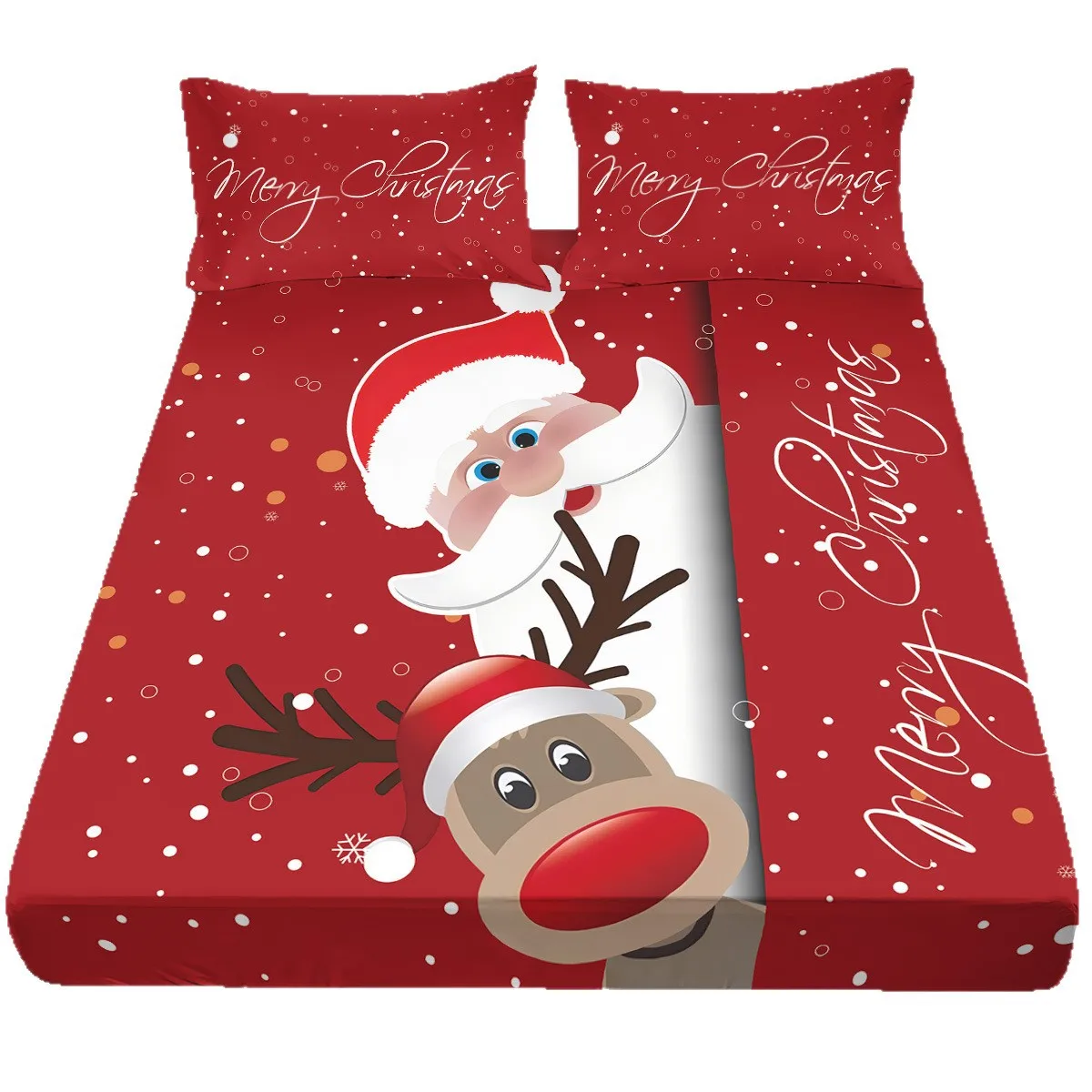 

Санта-Клаус, лось, рождественская елка с принтом без сердечника, комплект простыней, рождественская тема, мягкое покрывало, декор постельного белья для спальни