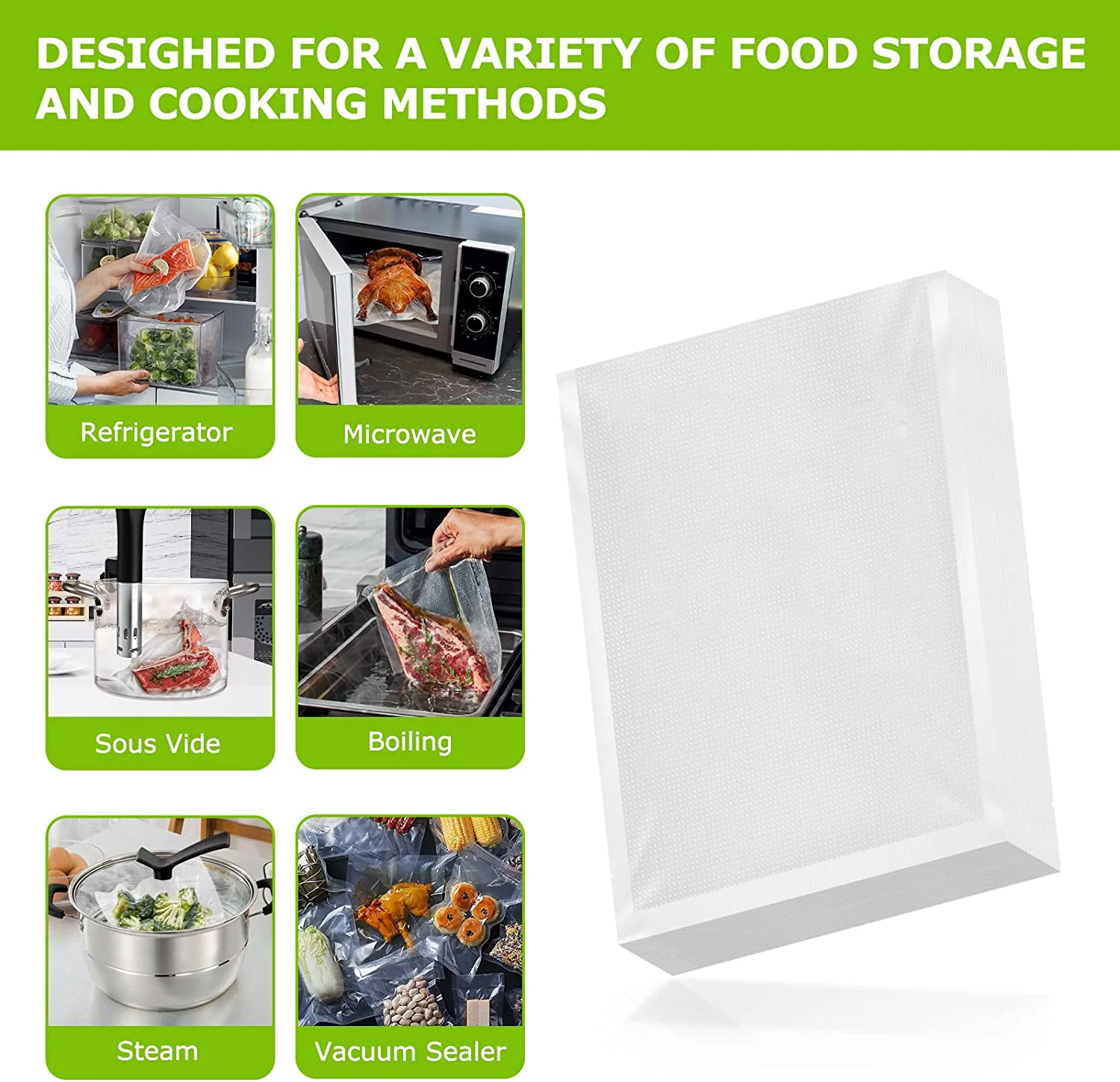 25/50pcs Kitchen Food Vacuum Sealer Bag Sous Vide Food Saver Storage Vacuum Packaging Bags Kitchen Accessories BPA-Free