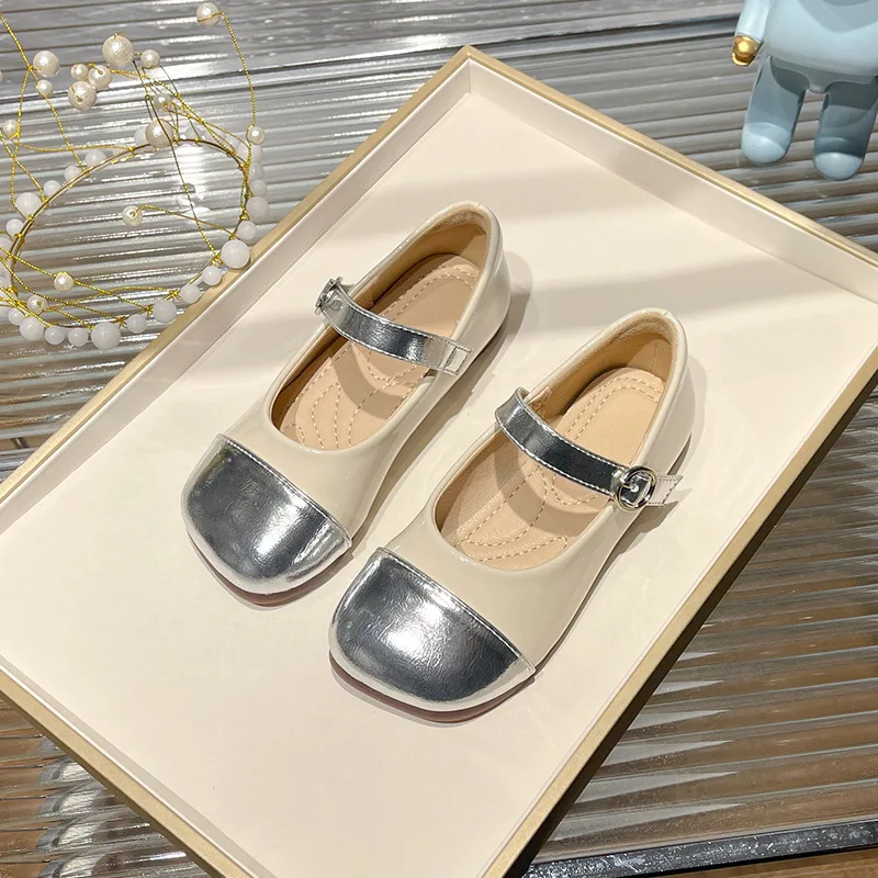Children's New Girls Leather Shoes Literary Retro Children Leather Shoes Baby Sweet Trend Flat Shoes Breathable Single Shoe Kids