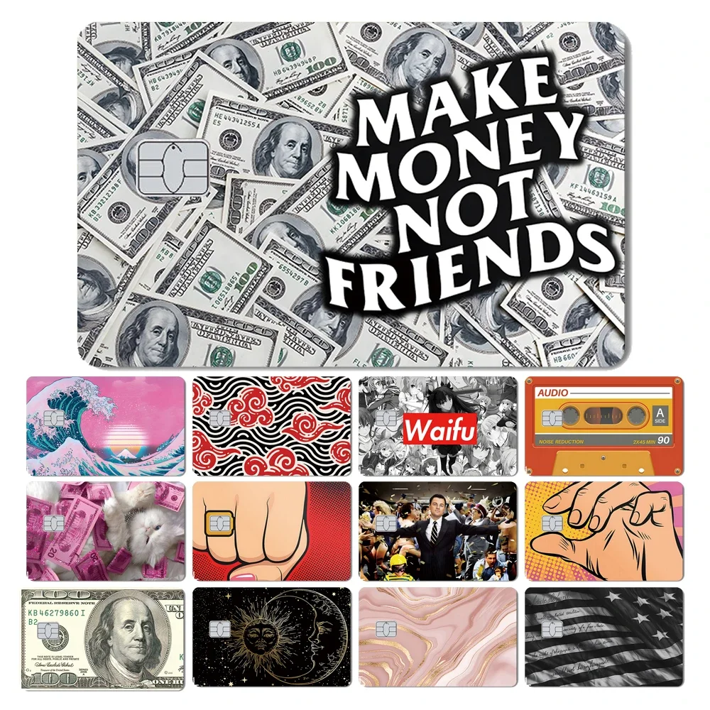

Hot Sale Anime Waifu Money Cute Cat Diamond Butterfly No Fade Matte Skin Sticker Film for Credit Debit Card