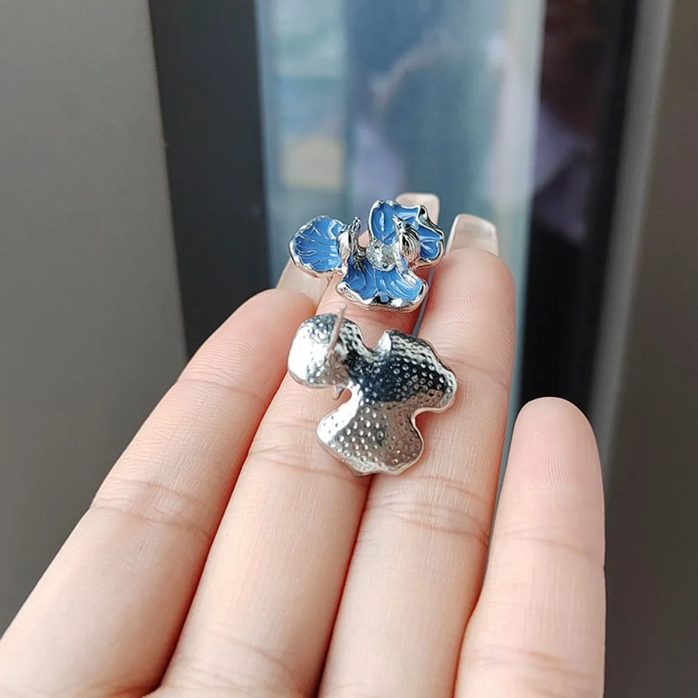 Delicate Alloy Charm Floral Earrings Electroplate Stereoscopic Earrings Iris Flower Earrings