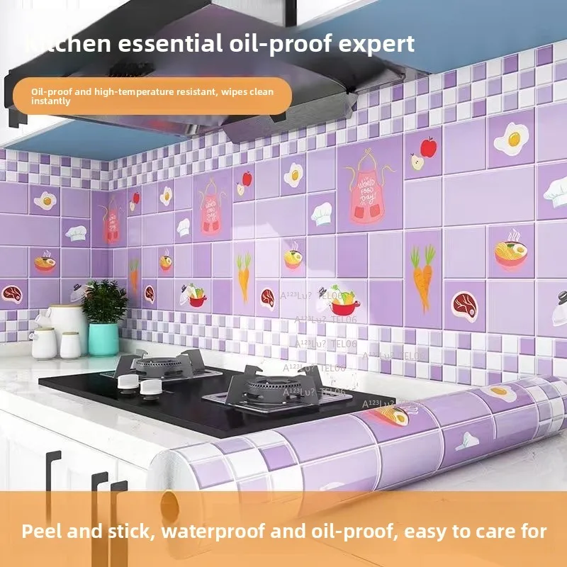 Waterproof Oil Proof Sticker Countertop Protector Heat Resistant Film for Kitchen Wall