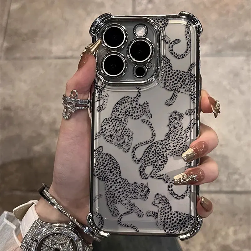 Pink Leopard Print Luxury Plating Case For vivo V29e Y200 V27 S16 T1 S15 V25 V23 S12 Y38 Y28 Y03 Y17s Y78 Y36 Y27 4G 5G Cover