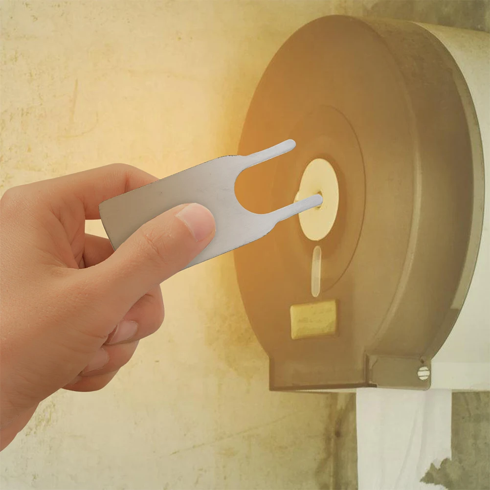 

2Pcs Iron Toilet Paper Dispenser Key Auto Paper Towel Dispenser Key Bathroom Accessory Secure Convenient White