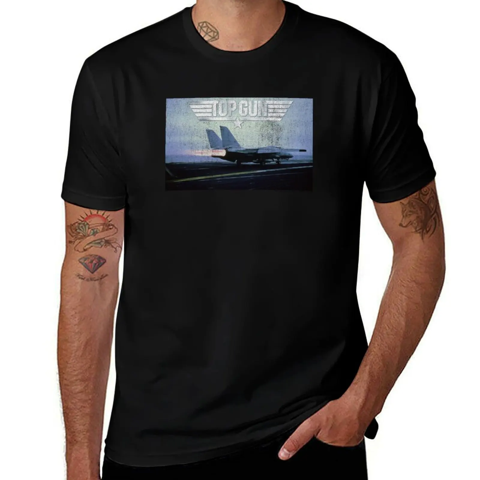 

Top Gun Jet and Logo Distressed Photo T-Shirt cute clothes for a boy custom t shirt anime figures men graphic t shirts