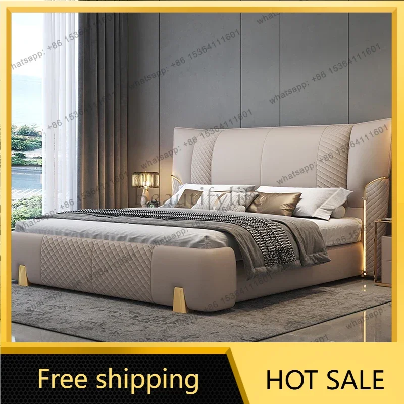 LJY European Designs Double Bed Style Items Elegant Wooden Luxury Double Bed Adults Storage Modern Cama Casal Furniture For Home