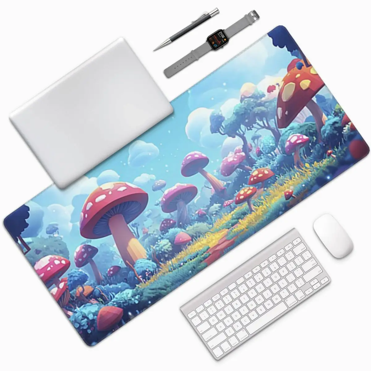 Pink Cartoon Mushroom Large Mouse Pad Computer Keyboard Mouse Mat Gamer PC Laptop Desk Mat Office Accessories Table Mats