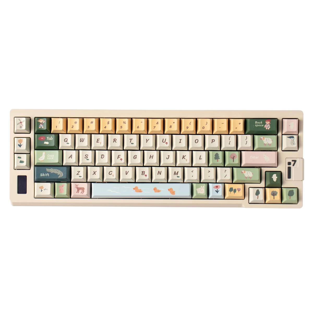 Imagem -06 - Cute Duck Crocodile Keycap Pbt Sublimação Cereja para Flying Wolf Aranha Verde Leite Branco Amarelo Primavera 152 Chaves